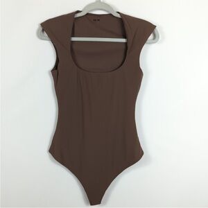 ALIX NYC X Revolve Nadine Square Neck Bodysuit Chestnut Brown Size Medium